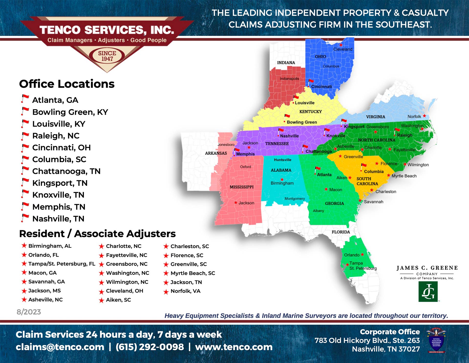 Tenco Service Areas Map