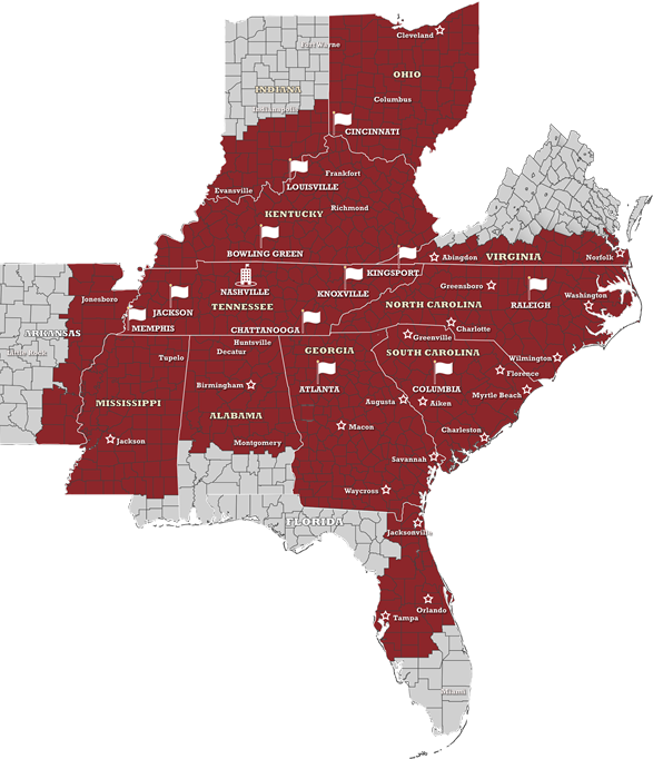 Tenco Service Area Map